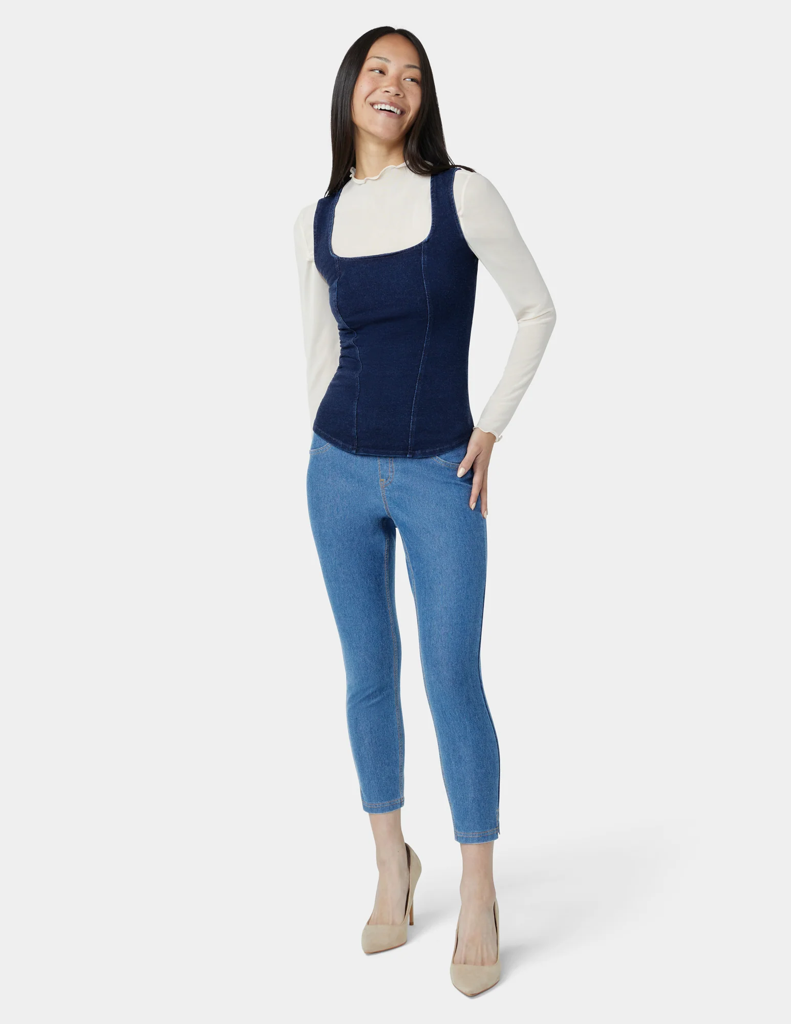 Denim Contour Tank - Image 7