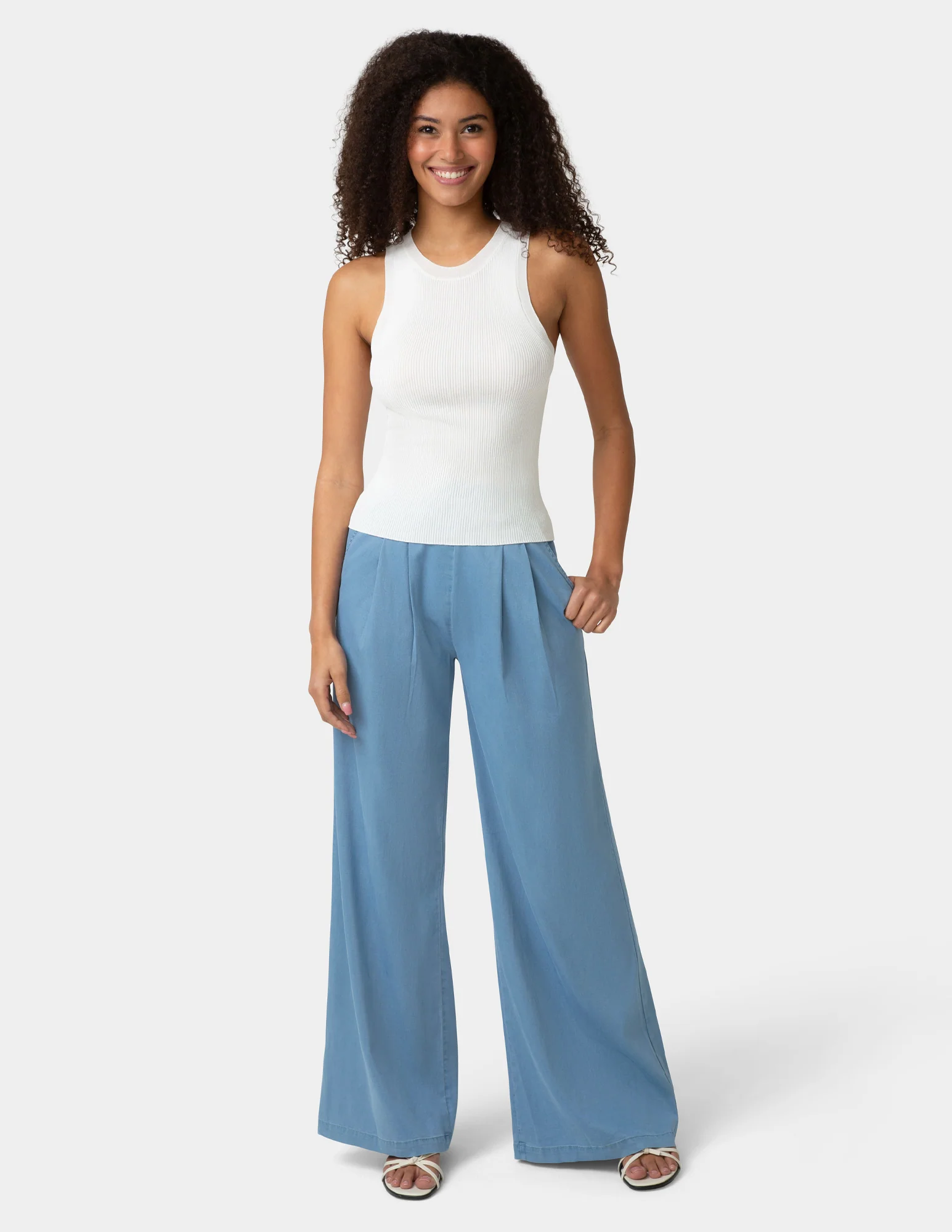 Fluid Denim Palazzo Pant - Image 7