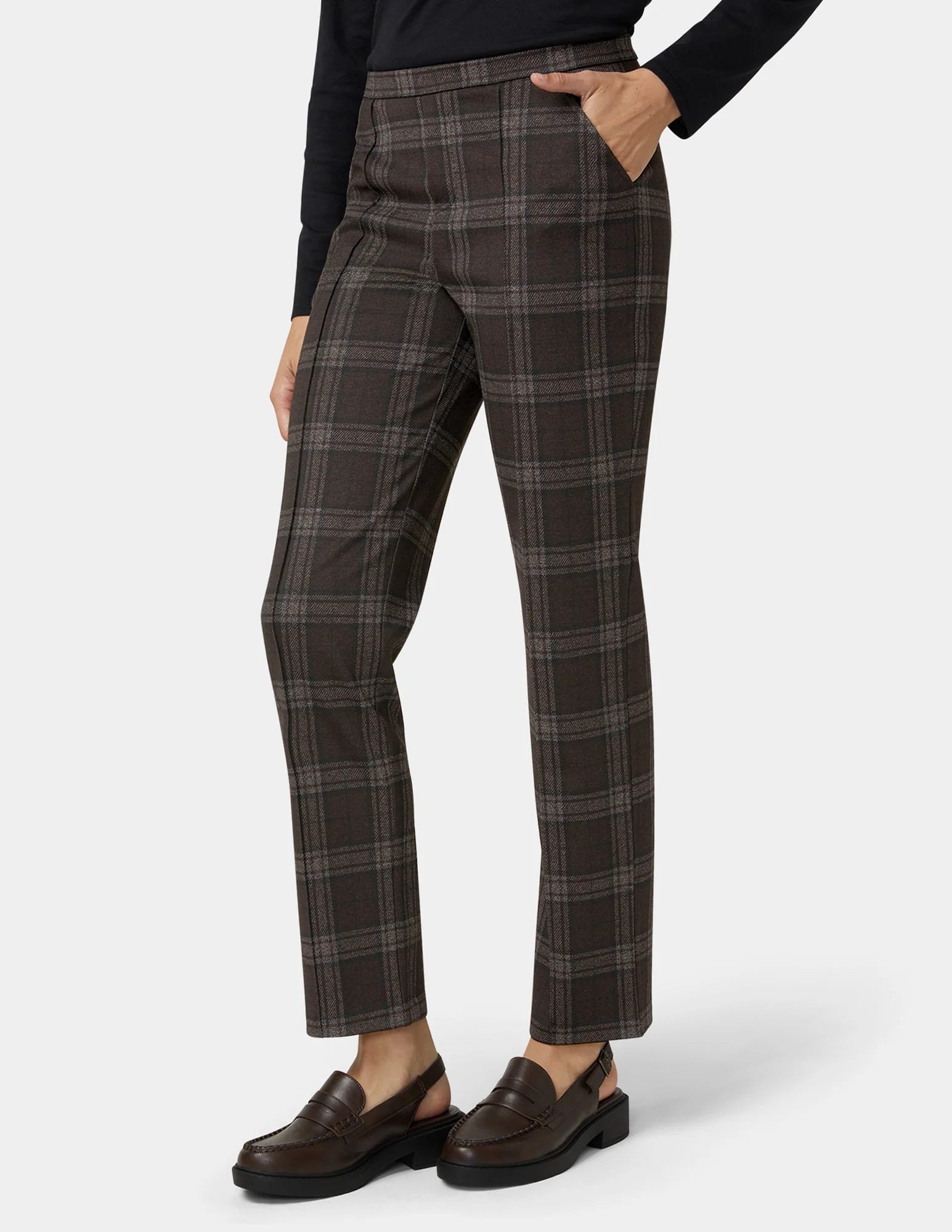 Plaid Natural Rise Pull-On Trouser - Image 4