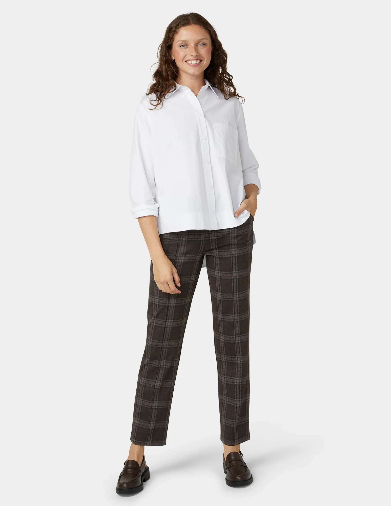 Plaid Natural Rise Pull-On Trouser - Image 7
