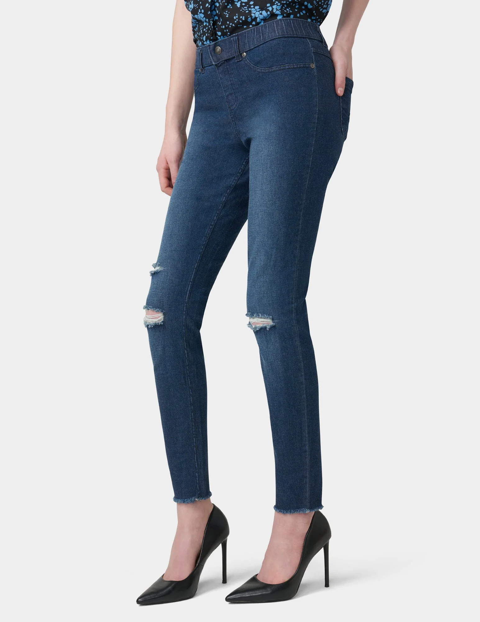 Ripped Knee Denim Leggings - Image 4