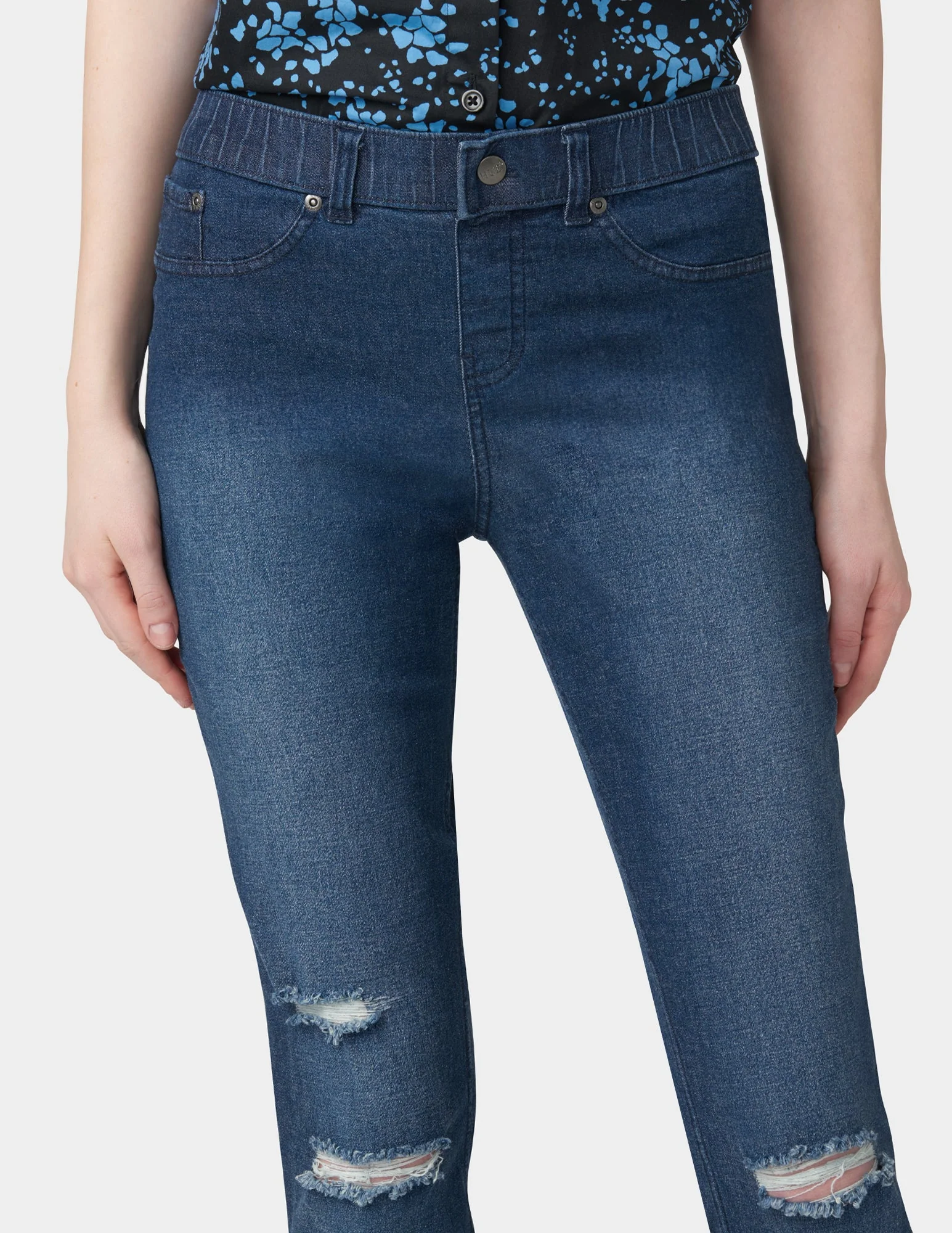 Ripped Knee Denim Leggings - Image 5