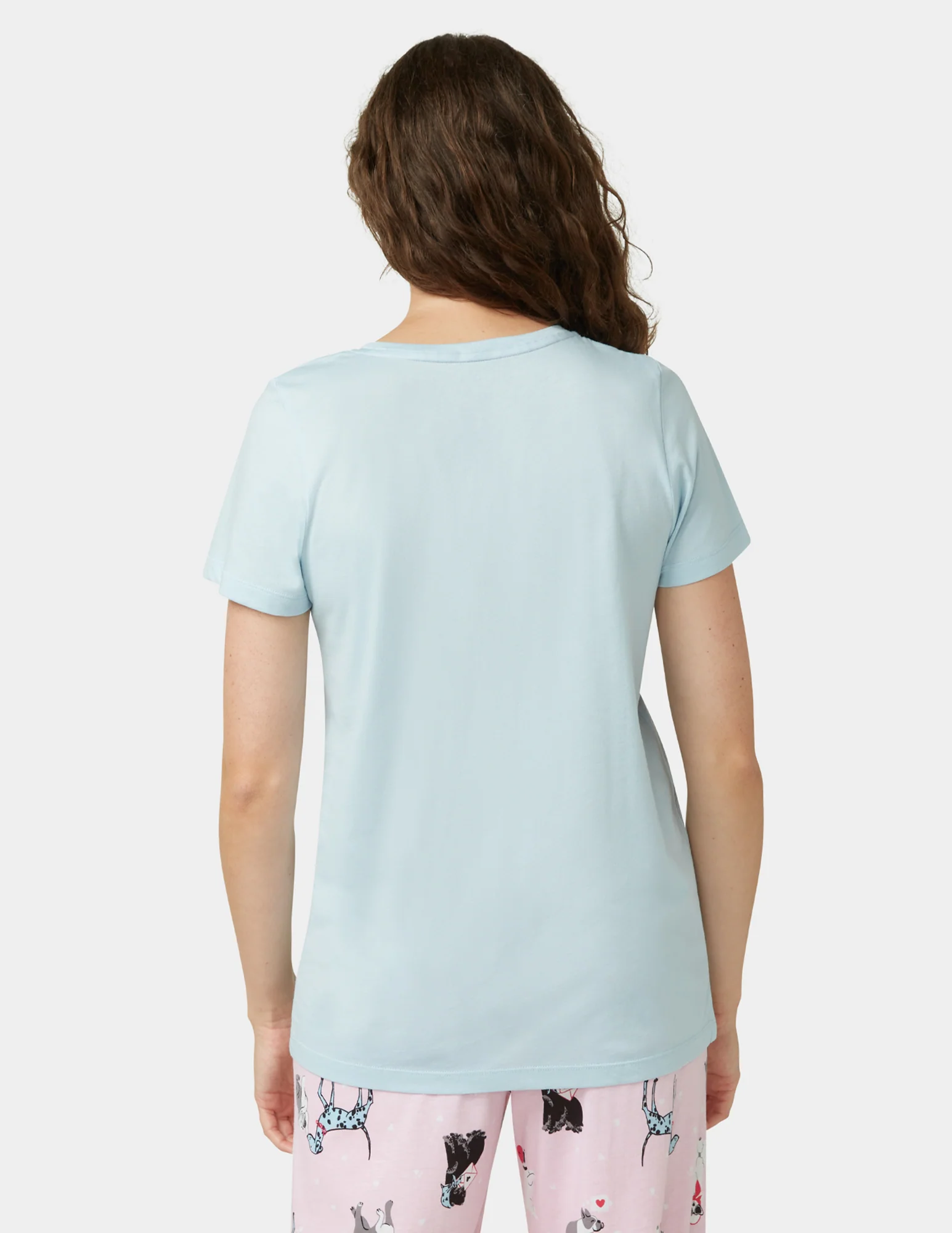 Solid Short Sleeve Scoop Neck PJ Tee - Image 3