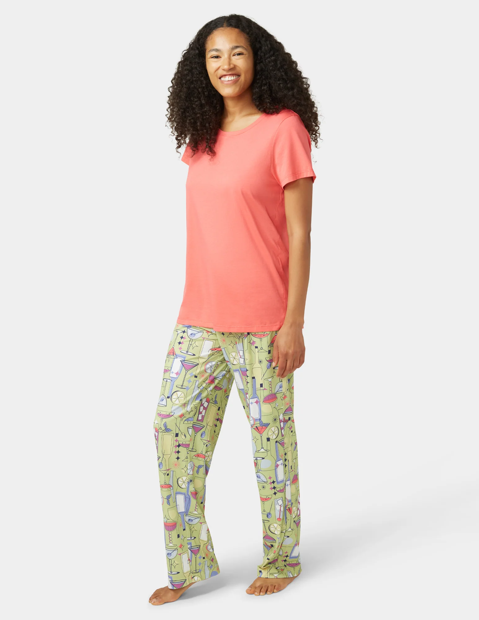 Solid Short Sleeve Scoop Neck PJ Tee - Image 5