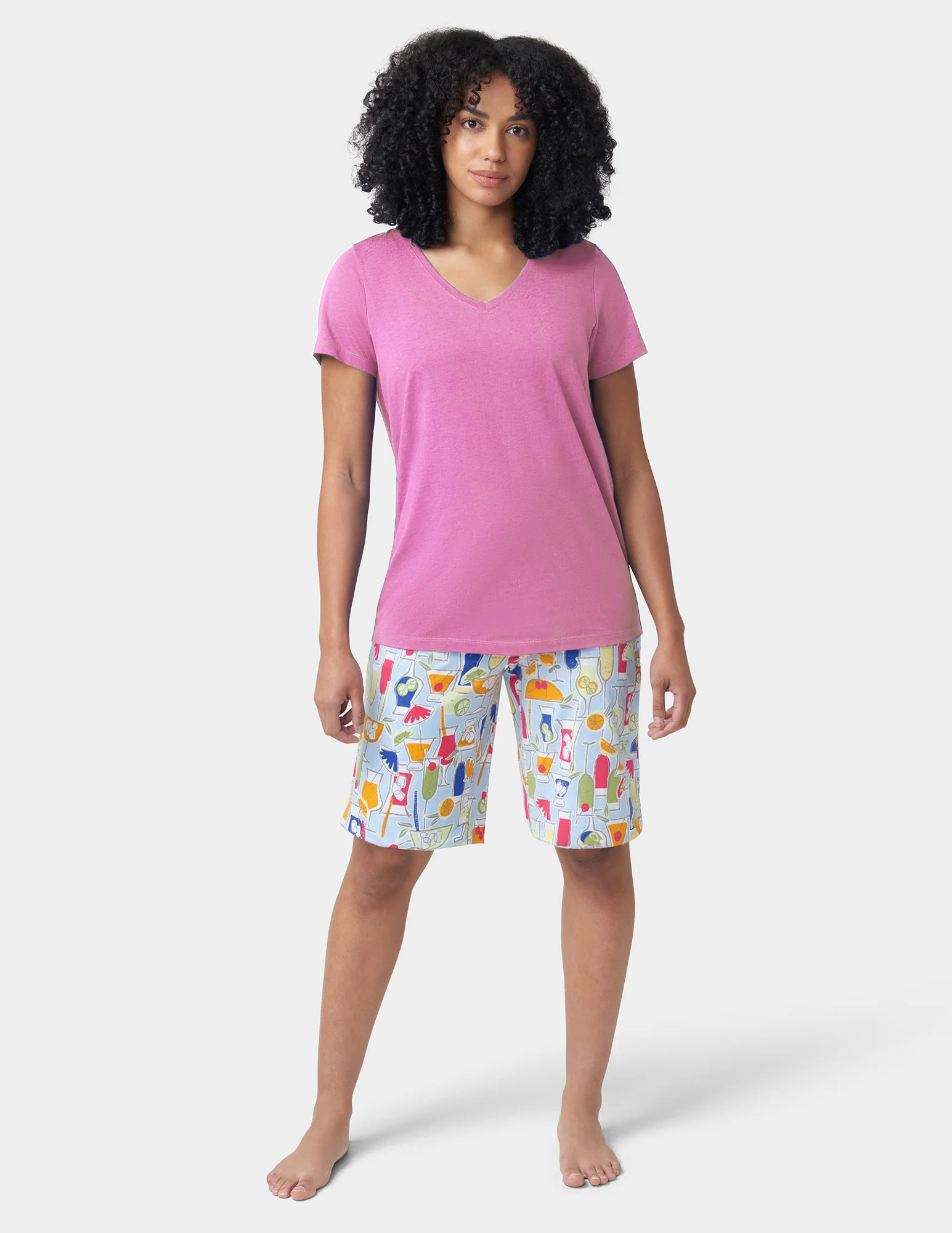 Solid Short Sleeve V-Neck PJ Tee - Image 3