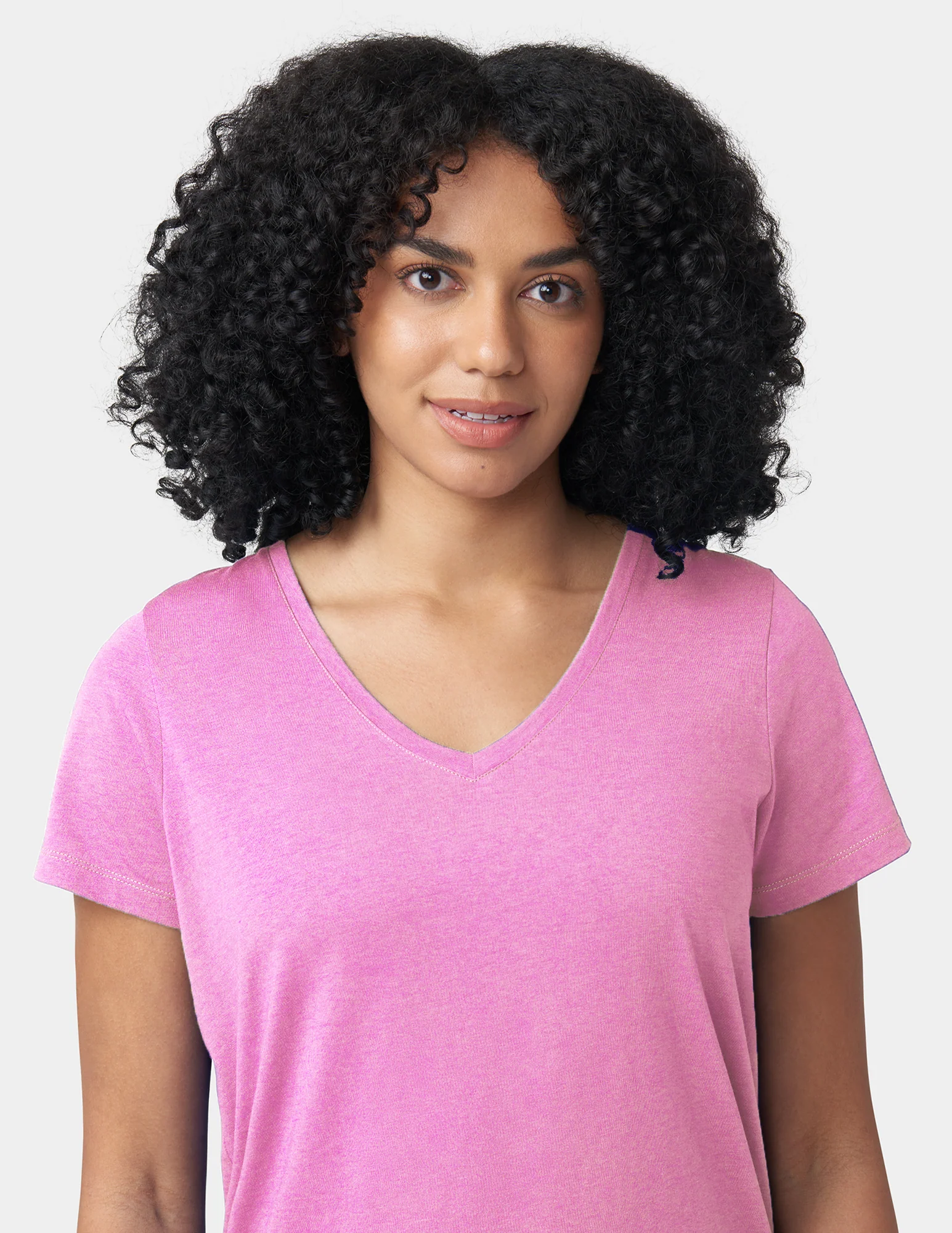 Solid Short Sleeve V-Neck PJ Tee - Image 4