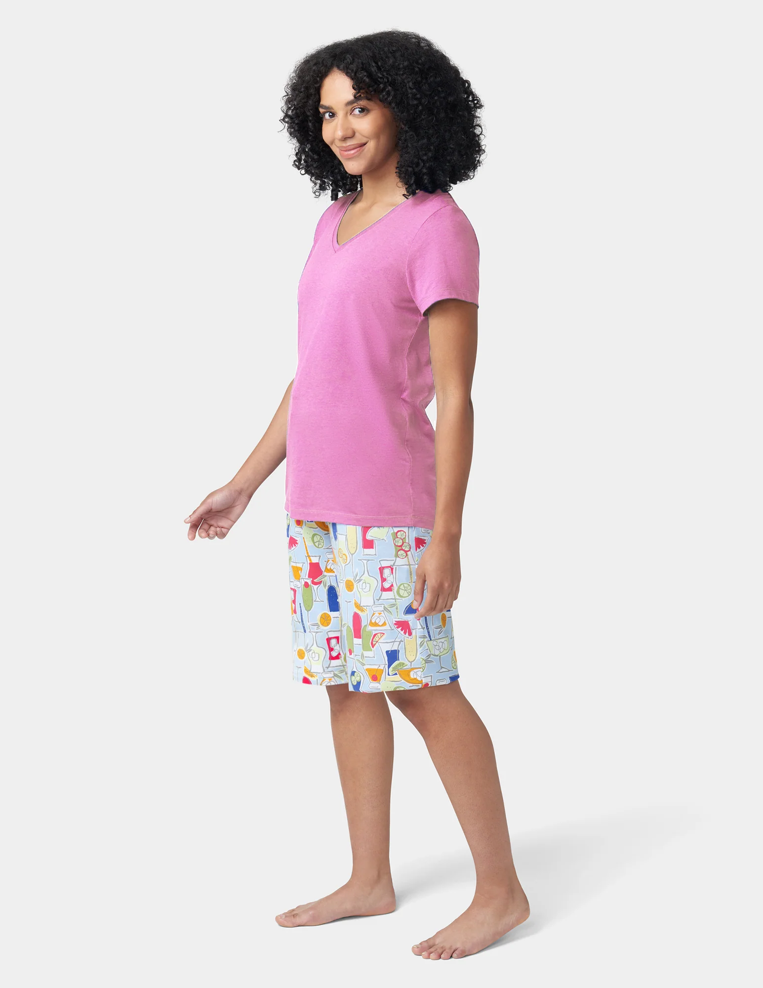 Solid Short Sleeve V-Neck PJ Tee - Image 5